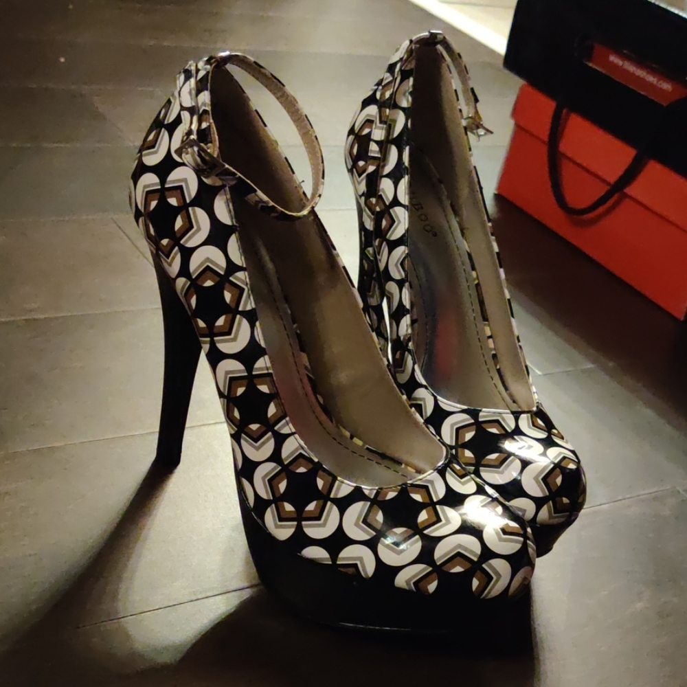 Black and brown heels